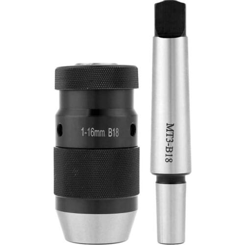 1-16mm Keyless Drill Chuck Self Tighten Keyless Lathe Drill Chuck With MT3-B18 Taper Arbor Chuck Part Drilling Set Easy To Clamp