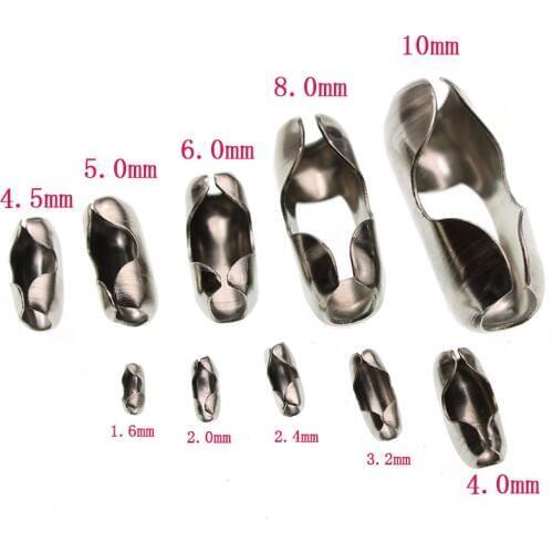 1.5 2.4 3.2 4 5 6 8 10mm Stainless Steel Ball Beaded Chain Connector Clasps End Crimp Bead for Jewelry Making DIY Chain Findings