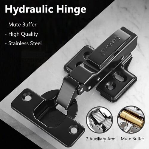 1Pc Hinge Stainless Steel Hydraulic Cabinet Door Hinges Damper Buffer Soft Close Kitchen Cupboard Furniture Hardware Accessories
