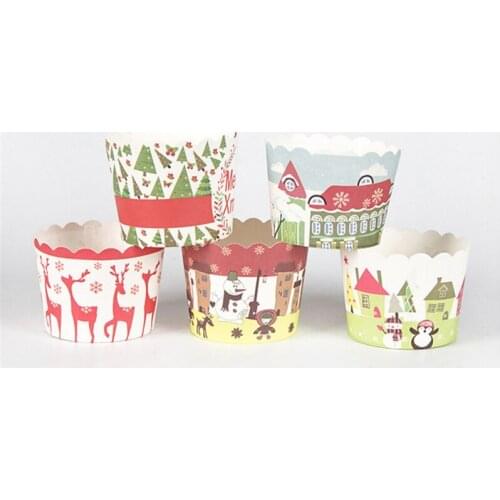 100Pcs/Lot Christmas Style Baking Cup Cake Cupcake Cases Liners Muffin Dessert Wedding Party Supplies
