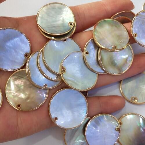 2Pcs Natural Shell Pendant Round Exquisite For Jewelry Making DIY Necklace Bracelet Anklet Furniture Accessories