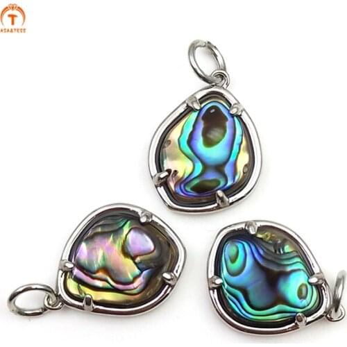 3pcs Natural Sea Shell Rainbow Color Abalone Shell Pendants Beach Silver Handmade Classical Jewelry Finding For Necklace Making