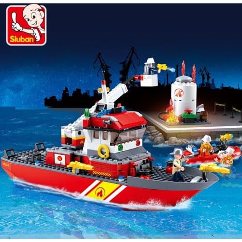 429PCS S Luban 0630 Fire Truck Ship Assembly Model Boy Small Particles Assembling Building Blocks Assembling Toy Gifts