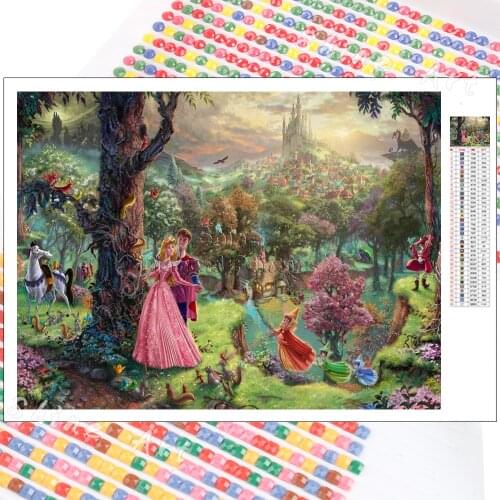 5D DIY Diamond Painting Full Square Round Princess Prince Forest Embroidery Complete Kit Mosaic Cartoon Children Disney Handmade