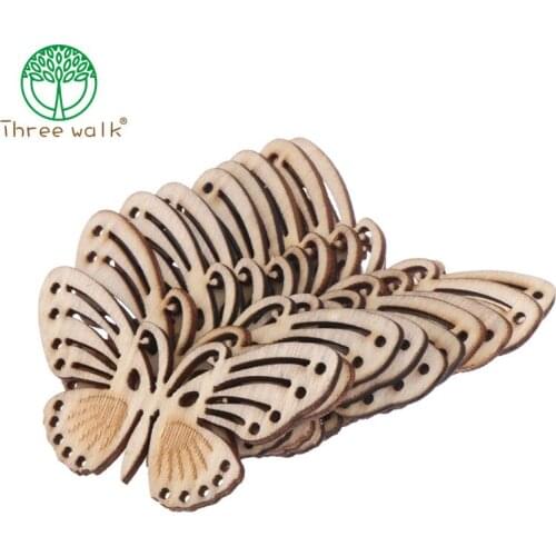 B61 50pcs/lot 35*60mm Wholesale Price Natural Wooden Chips Butterfly Animal