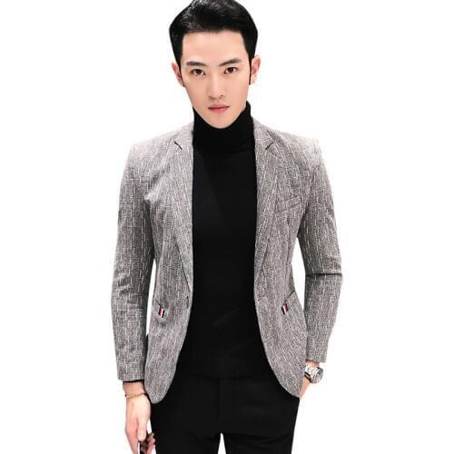 Blazer Hombre 2020 New Brand Slim Fit Casual Blazer Men Grey Blue Black 3XL Men Jacket Blazer Masculino Stylish Blazers For Men