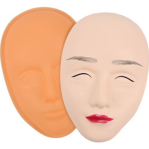 5D Facial Tattoo Training Head Silicone Practice Permanent Makeup Lip Eyebrow Tattoo Skin Mannequin Doll Face Head