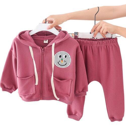 Toddler Girls Clothing Sets 2019 Fall Two Piece 1-7Y Kids Outfits Long Sleeve Cartoon Hooded Zipper Coat+Pant Casual Sport Suits