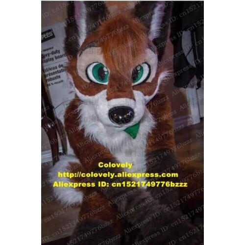 Brown Long Fur Husky Dog Wolf Fox Fursuit Furry Mascot Costume Adult Cartoon Character Outfit Someone Inside Thanks Will zz9507