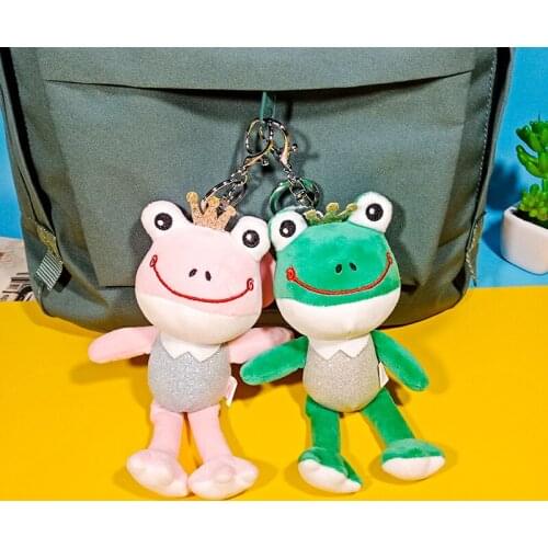 Creative Cute Big Eyes Frog Doll Schoolbag Pendant Keychain Plush Doll Frog Ornaments Car Net Red