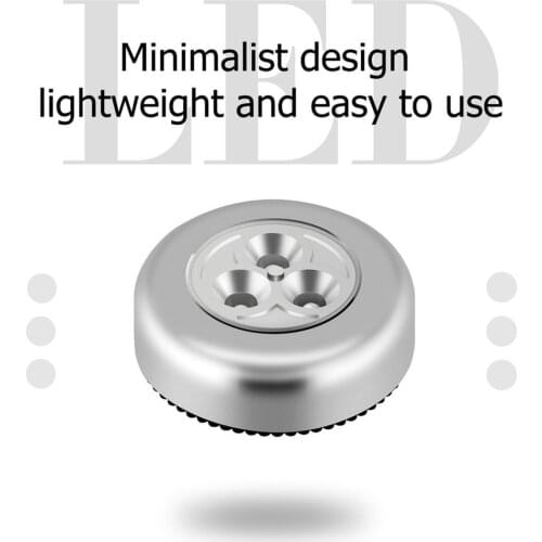 Round LED Pat Lamp 3 LEDs Touch Lamp Ceiling Wall/Cabinet Light Mini LED Night Light Battery-powered Bedside Emergency Lamp