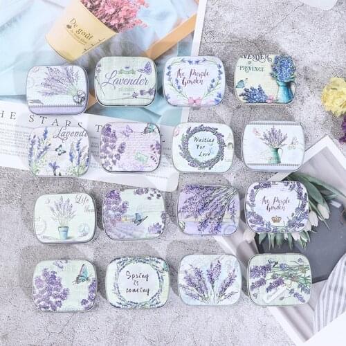 Lavender Printing Metal Small Box Lipstick Packaging Box, Reusable Collection Box, Small Gift