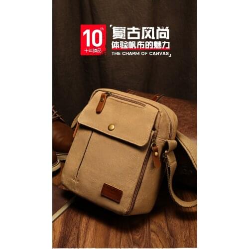 Lightweight Retro Canvas Mens Shoulder Bag Trendy Casual Business Messenger Bag Multifunctional Small Backpack Sports Fashion