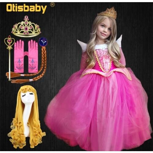 HOT Halloween Children Girls Aurora Princess Dress Kids Cosplay Sleeping Beauty Girl Gown Christmas Birthday Party Prom Dress Up