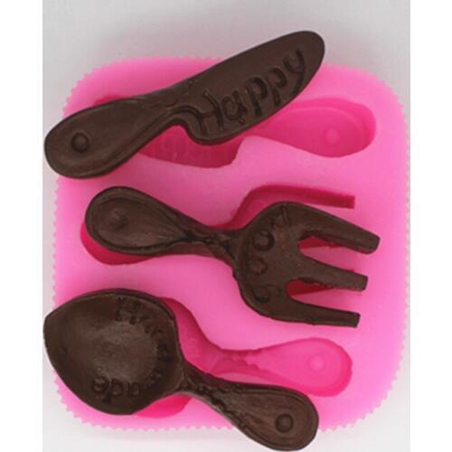 Spoon knife fork chocolate mould fumigation gypsum pendulum die silicone mold P846