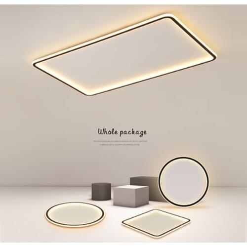 Minimalist Ultra-thin Led Chandeliers Modern Round Square Living Room Bedroom Lamp Lighting Black White Lustre Ceiling Lights