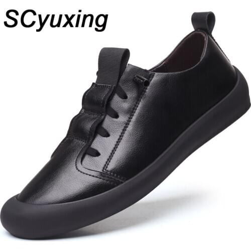 2020 New Men Genuine Leather Shoes 38-44 Anti-slip Soft Rubber Outsole Man Casual Bussiness Youth Head Leather Loafers