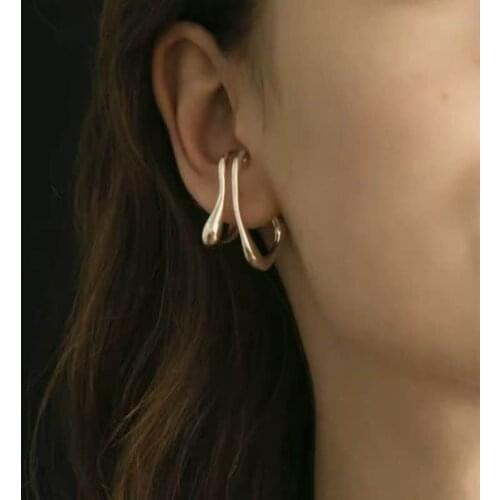 NEW Simple Ins Cold Wind Geometric Double Ear clip Irregular Non-Pierced Earrings French Retro Fashion Jewelry for Women