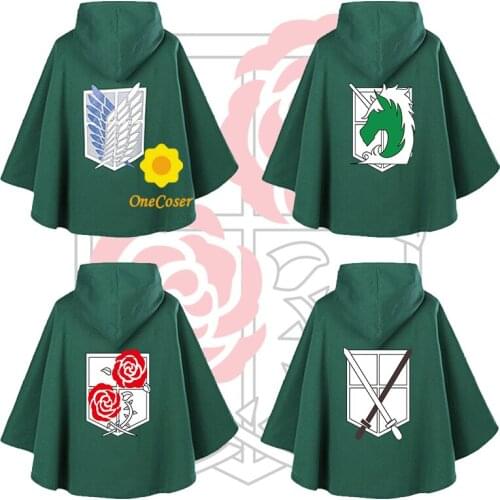 Attack on Titan Green Cloak Cosplay Costume Anime Levi Ackerman Shingeki No Kyojin Hooded Cape The Scouting Legion Rose