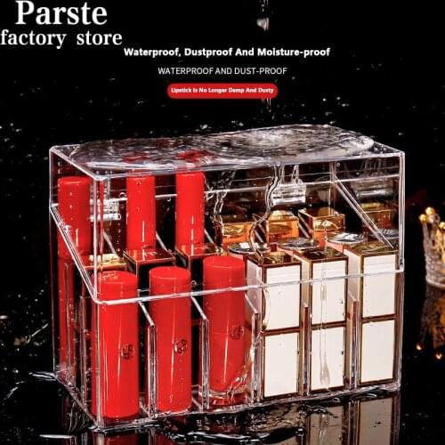 Dustproof Lipstick Storage Box Transparent Ins Net Red With Lid Lip Glaze Storage Rack Display Stand Large Capacity Lipstick Box