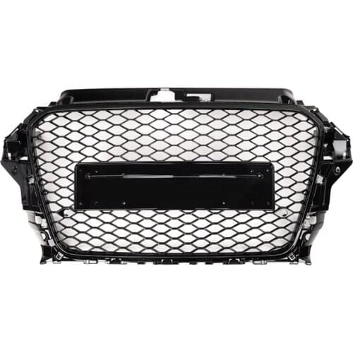 Car Front Bumper Grill Center Grille for Audi A3/S3 8V 2014 2015 2016 (Refit for RS3 Style) Car Front Bumper Grille