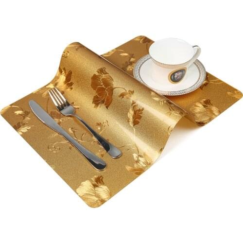 Hotel restaurant waterproof western placemat pvc plastic table cloth Heat insulation Coaster Wholesale Table mat customization