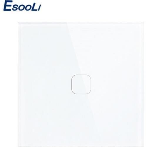 Esooli EU Stanard Touch Switch Crystal Glass Panel 1 Gang 1 Way Touch Switch, EU Light Wall Touch Screen Switch,AC 170-250V