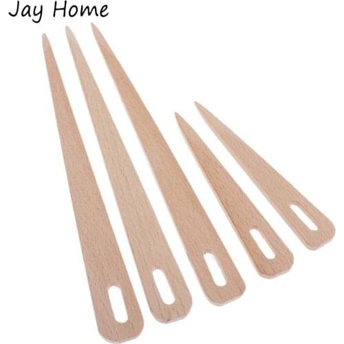 5Pcs Big Eye Knitting Needles Wooden Weaving Crochet Needle Hand Loom Stick Knitting Fork Eye Needle Tapestry Weaving Loom Tool
