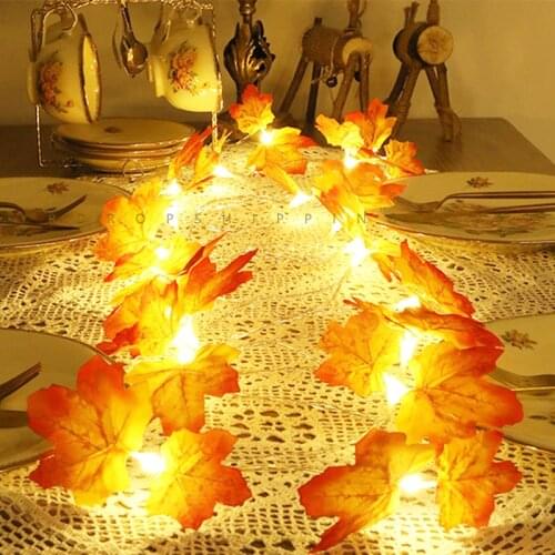 LED Maple Leaves Garland Fairy String Light Battery Box Holiday Christmas Decor Autumn Lamp Festive DIY Halloween Party Lighting