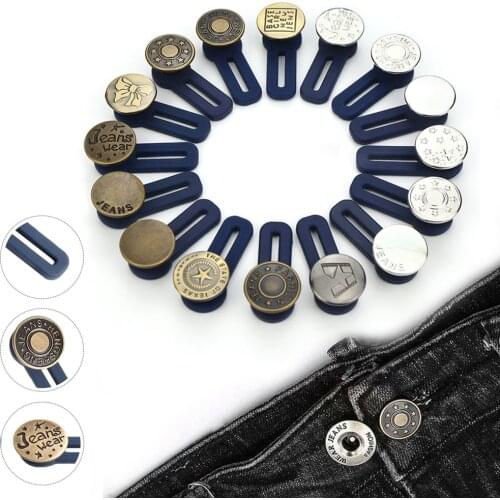 Unisex Retractable Buckles Metal Buttons Jeans Waist Extender Adjustable Disassembly Free Sewing Buttons for Clothing Jeans Pant