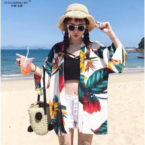 Japanese Kimono Cardigan Women Streetwear Robes Fashion Costume Loose Shirt Print Kimonos Traditional blouse Yukata Haori Obi