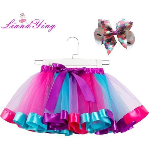 Tulle Fluffy Little Baby Girl Tutu Skirt With Satin Ribbon Trim Sewn Puffy 2-11 Years Old Children Tutu Skirt