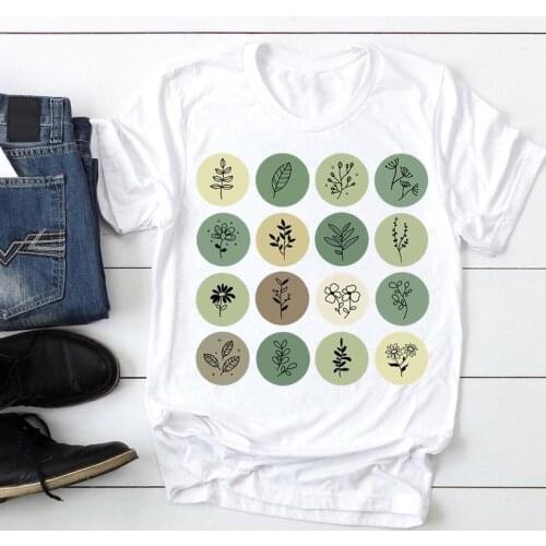 Women Short Sleeve Plant Sweet Cute Style Female Tshirts Clothes T-Shirt Cartoon Summer Lady Print Tee Graphic T Top