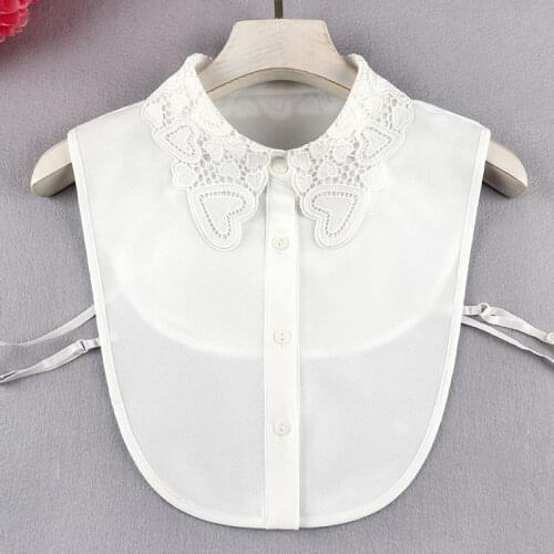 Women Fake Collar for Womens White Black Solid Chiffon False Collar Detachable Collar Female Tie Lapel Decoration Shirt Blouse