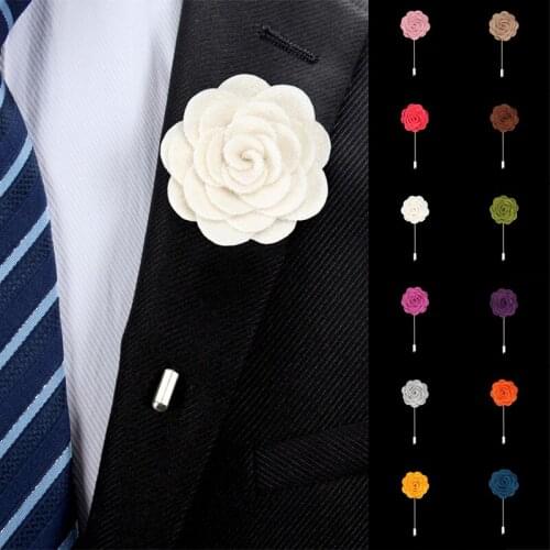 1Pcs Groom Boutonniere Pins Women Men Silk Flowers Roses Brooches Tuxedo Suits Accessories Handmade Wedding Prom