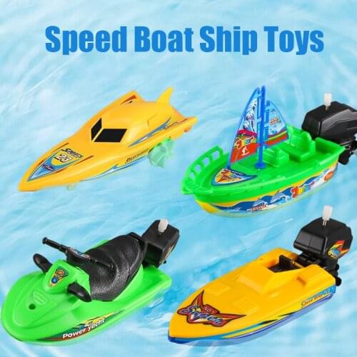1 Pcs Speed Boat Ship Wind Up Toy Float in Water Kid Clockwork Winder Winter Shower Bath for Children Boys