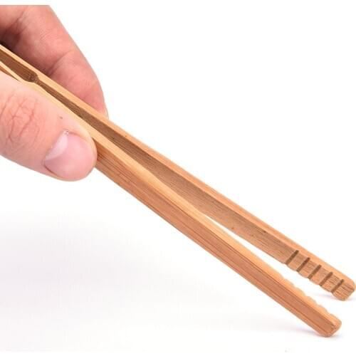 14.5cm Wood Color Textured Bamboo Kongfu Tea Utensil Tweezers High Quality
