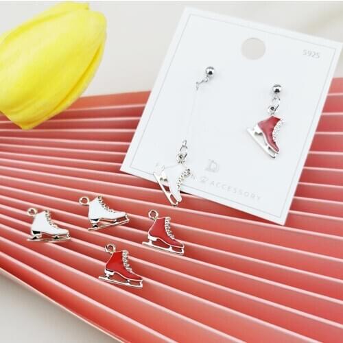 20pcs Skating Shoes Enamel Alloy Charms For Jewelry Making Fashion Earring Pendant Bracelet Necklace Floating 14*15mm
