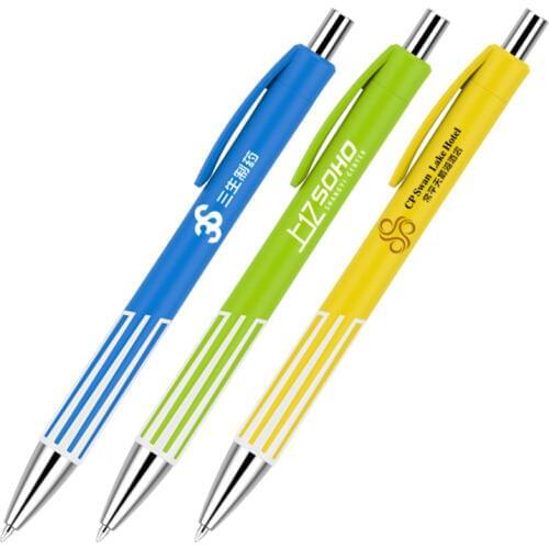 200 pcs/lot Novelty school stationery click action plastic ball pen customized logo printing