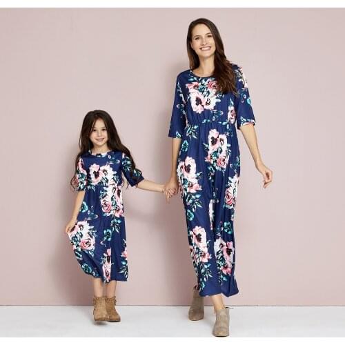 2021 New Fashion Family Matching Outfits Mother Daughter Dresses Women Girl Casual Summer Dress Mom Baby Kids Party Clothes