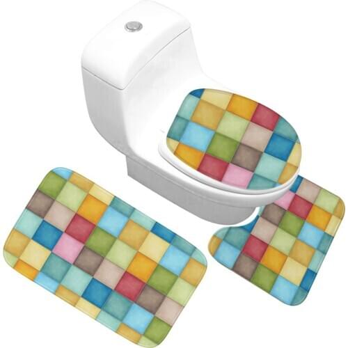 Zeegle 3Pcs Bath Mats Bathroom Carpet Flannel Soft Anti Slip Toilet Seat Cover Set Modern Washable Car Seat Floor Mat Pad