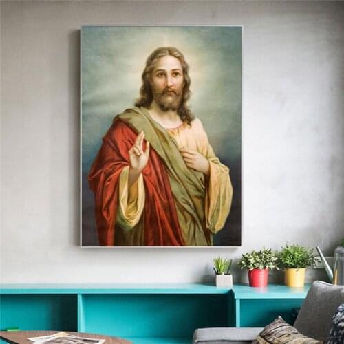 Abstract Hand Drawn Jesus Christ Wall Painting Canvas Painting Wall Art Home Decorations Print Posters Pictures for Living Room