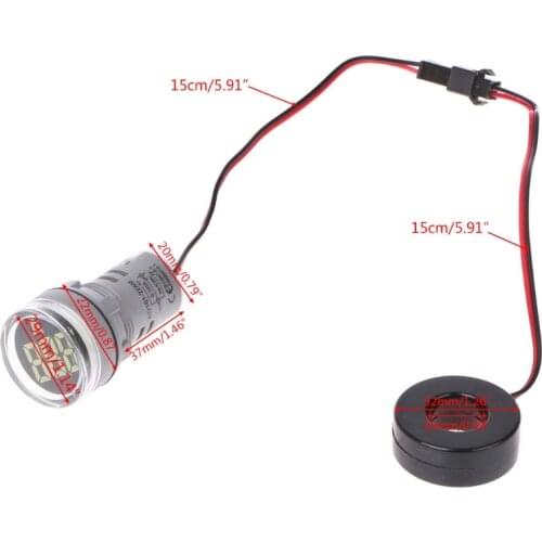 AC220V 22mm Digital Ammeter 0-100A Current Monitor Meter Signal Lamp Amperemeter L4MB