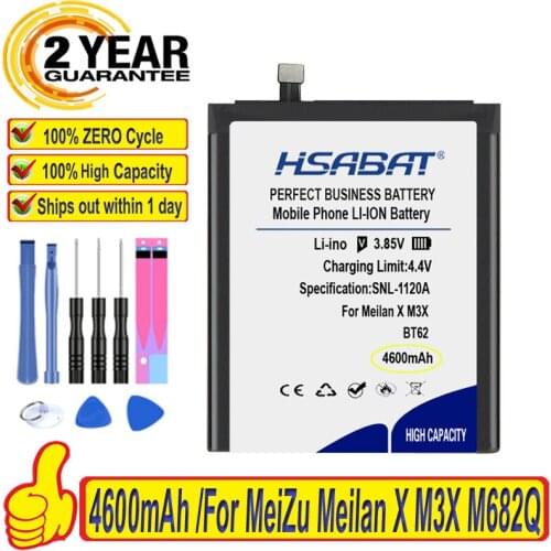 Top Brand 100% New 4600mAh BT62 Battery for MeiZu M3X, M3X Dual SIM, M3X Dual SIM TD-LTE, M682Q, for Meilan X Batteries
