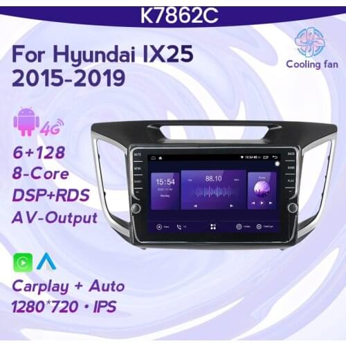 DSP RDS 6+128G Android 11 Car Radio GPS Navigation For Hyundai Creta IX25 2015 2016 2017 2018 2019 Multimedia Player Head Unit