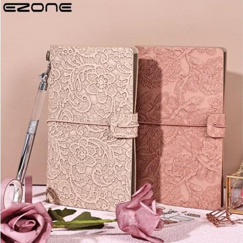 EZONE A6 Retro European Style Lace Carving Notebook Portable Travel Notepad Student Diary School Office Stationery Supply