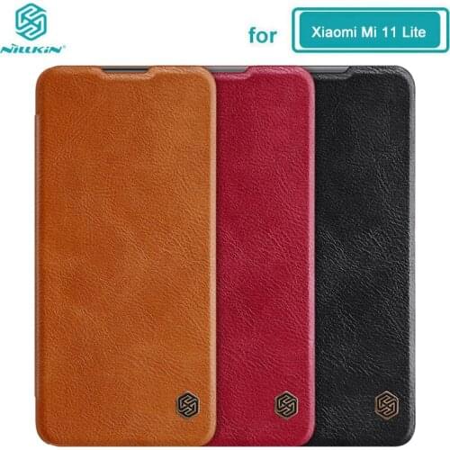 For Xiaomi Mi 11 Lite Cover Nillkin Qin Series PU Leather Flip Case for Xiaomi Mi11 Pro Mi 11 Ultra 11i 11X Pro 5G