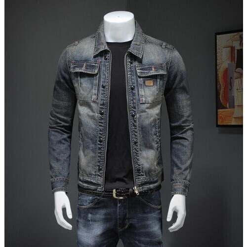 2020 Denim Jacket Men Retro Motorcyle Coat Streetwear Pilot Bomber Zipper Cowboy Clothes