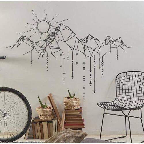 Geometric Mountains Wall Stickers Home Decor Living Room Removable Nursery Sun Wall Decals Arrows Decal Creative Stickers 3151