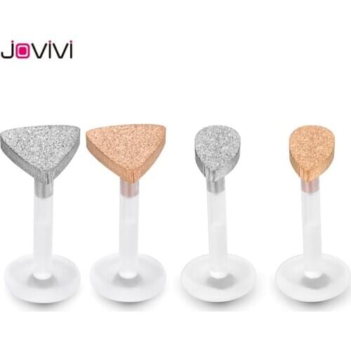 Jovivi Flexible Acrylic Stud Earrings Matte Triangle Waterdrop Lip Ring Nose Ring Ear Studs Multi-Used Body Piercing Jewellery